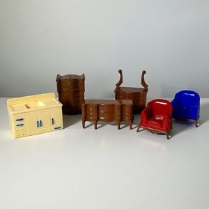 Vintage 60s 70s Reliable Toy Company Dollhouse Furniture Set of 6 (18B)